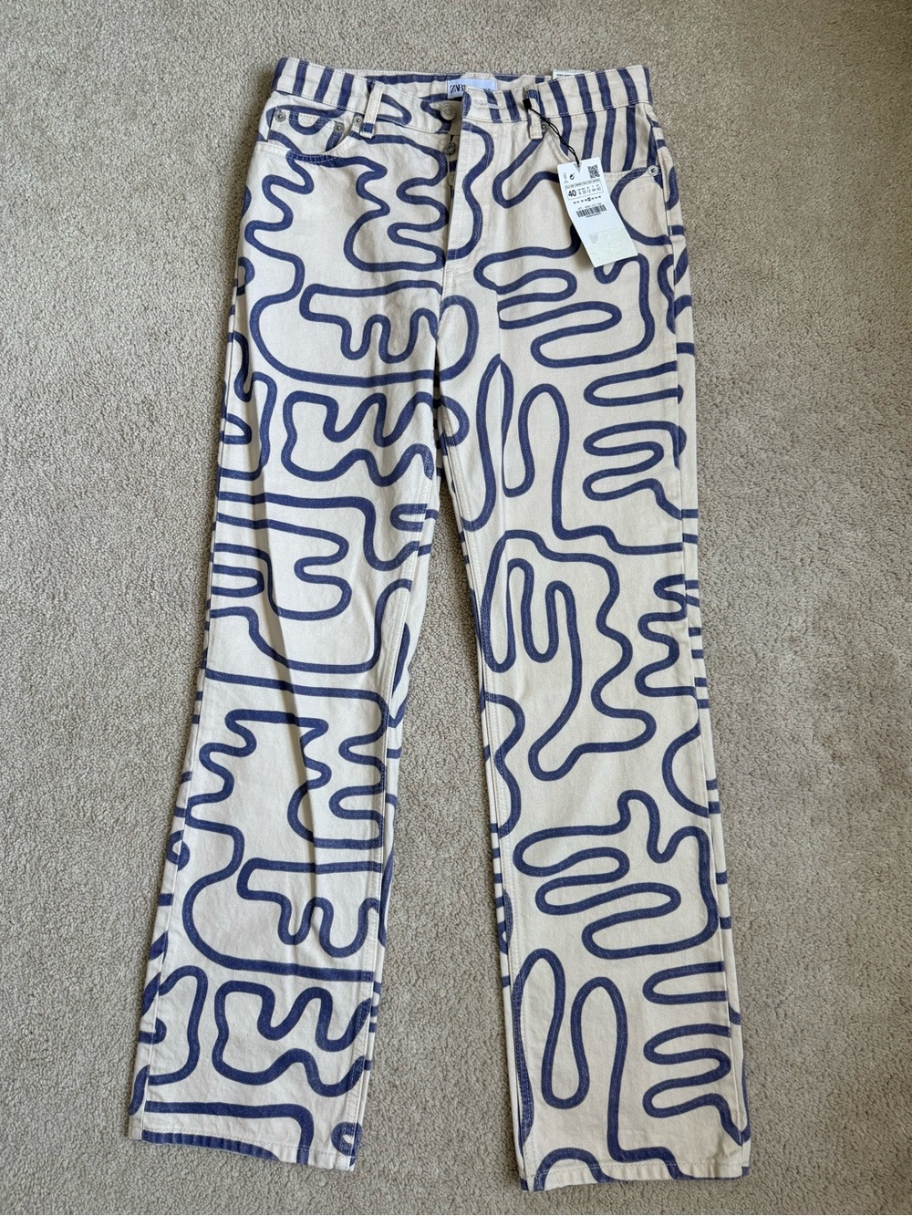 Zara Abstract Straight Leg Jeans
